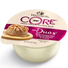WELLNESS CORE 貓罐頭 無穀物 Divine Duos 雙重滋味杯 雞肉茸配三文魚肉丁 2.8oz (紫)