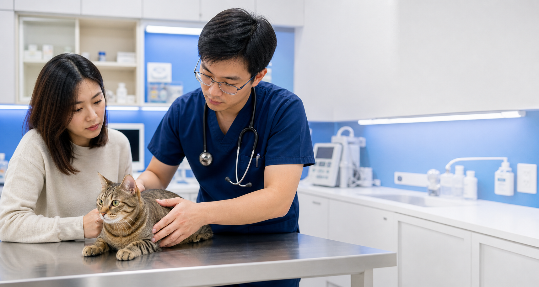 香港社企動物醫院獸醫為嘔吐貓咪進行腸胃評估