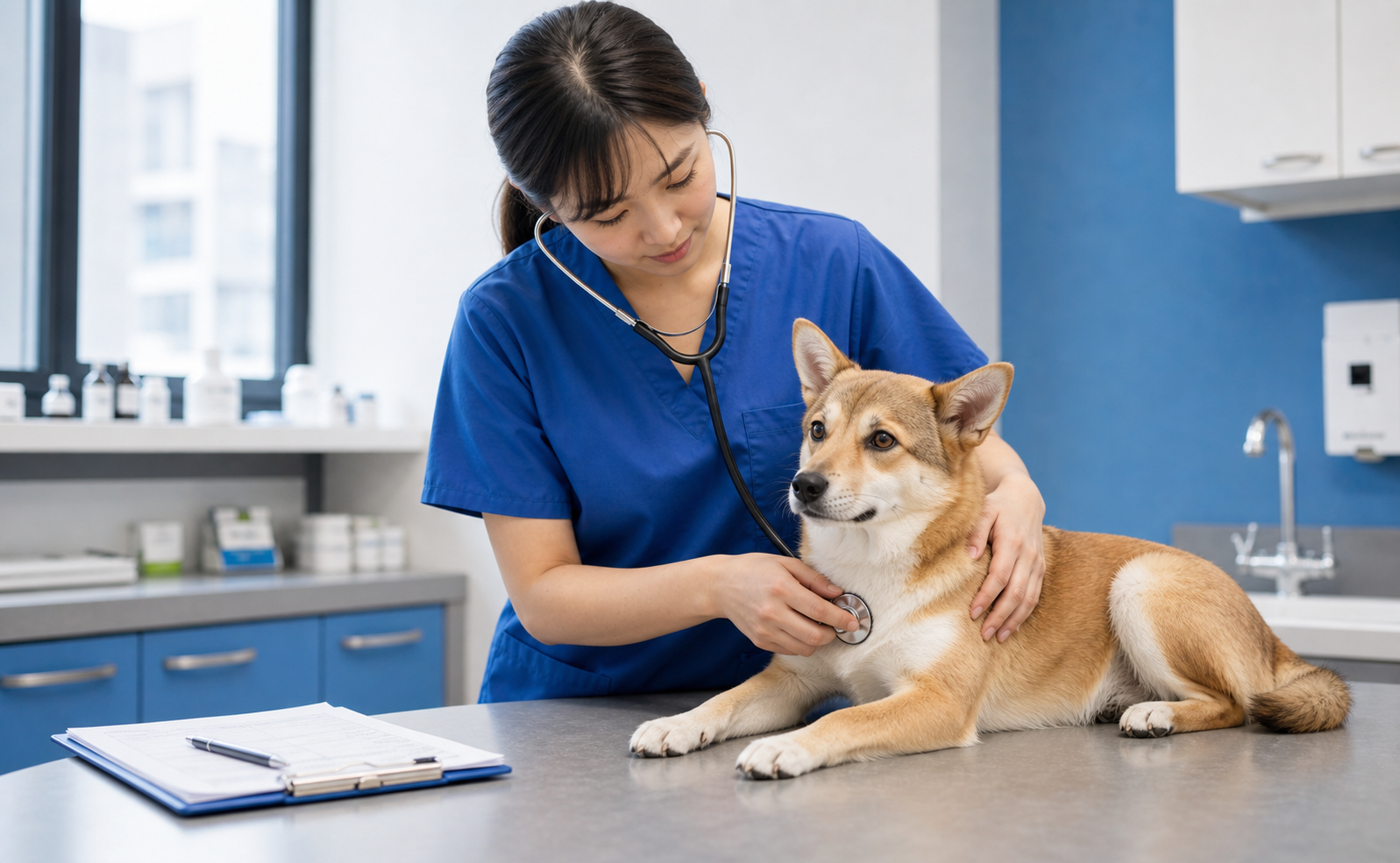 香港社企動物醫院獸醫為大便有血狗狗進行腸胃評估