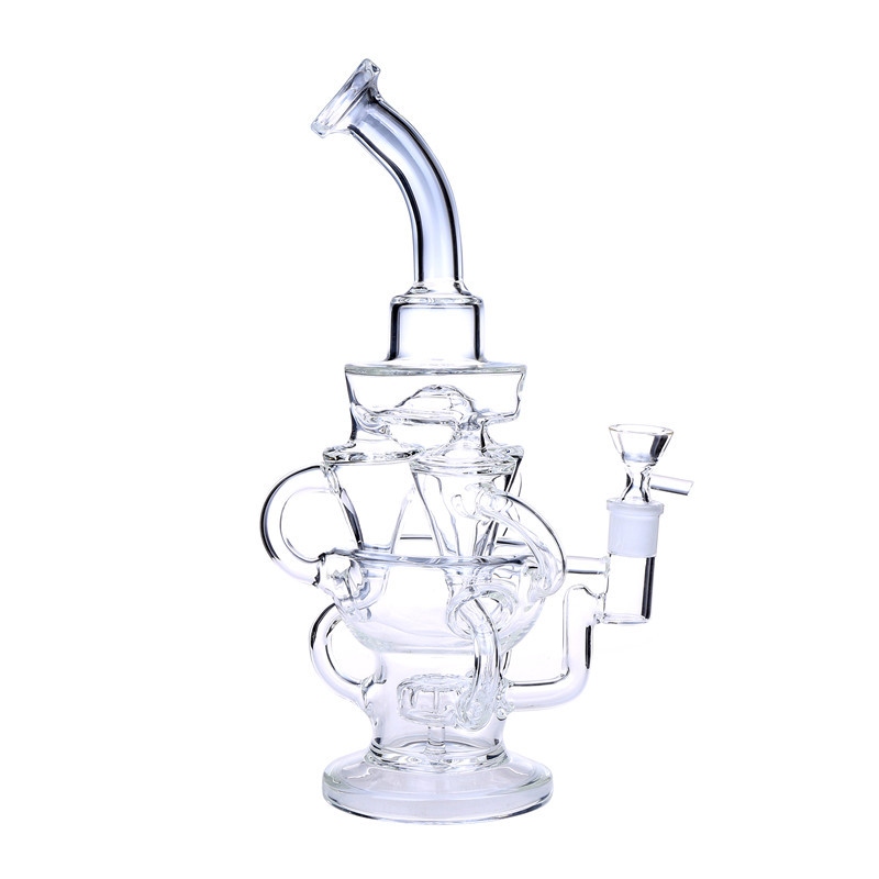 12.4" Vortex Glass Bong Recycler Tube Water Pipe 14mm Female joint