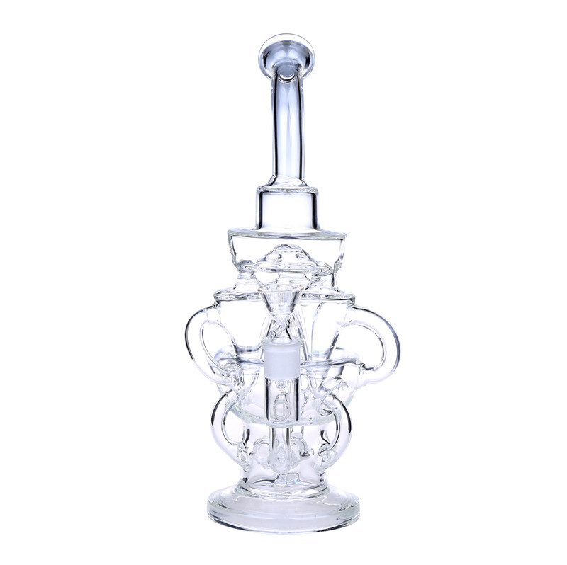 12.4" Vortex Glass Bong Recycler Tube Water Pipe 14mm Female joint