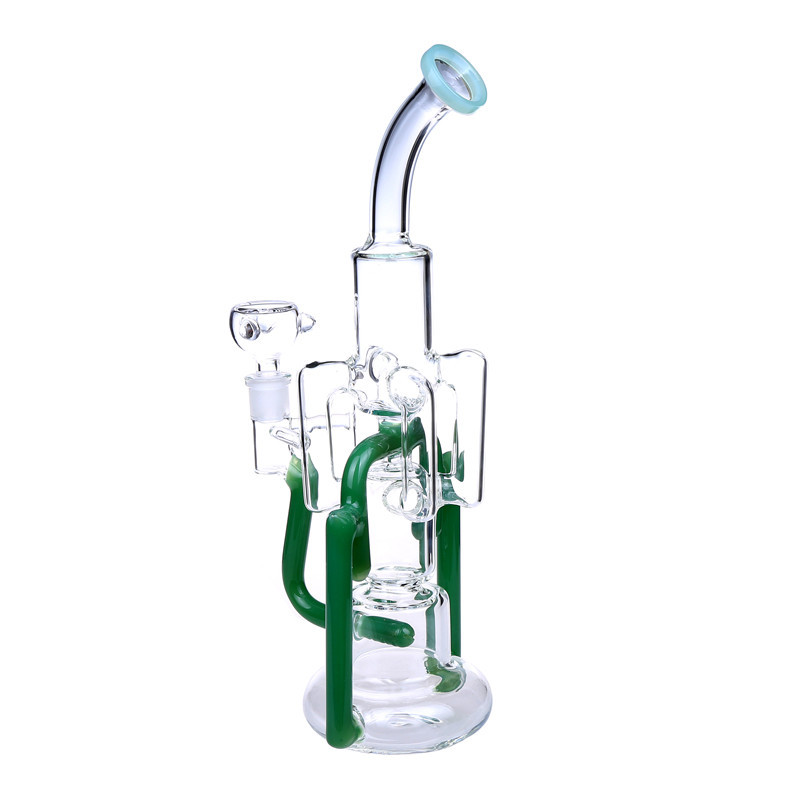 13.2" Recycler Glass Water Pipe Bong With 14mm Female Joint