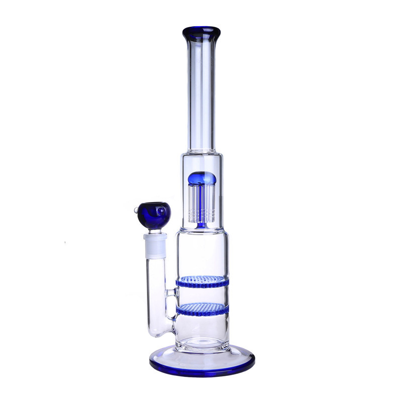 15.7" Double Honeycomb Arm Tree Perc Glass Bong