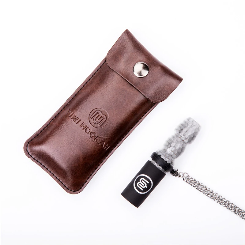 Premium Food Grade Resin Hookah Personal Sanitary Mouthpiece with 304 Stainless Steel Chain and PU Leather Pouch