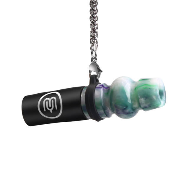 Resin HookahMouthpiece Personal Hygiene Mouth Tips with 304 Stainless Steel Chain and PU Leather Pouch