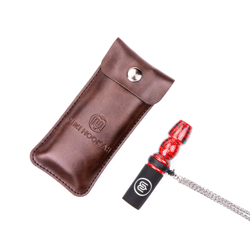 Premium Food Grade Resin Hookah Personal Sanitary Mouthpiece with 304 Stainless Steel Chain and PU Leather Pouch