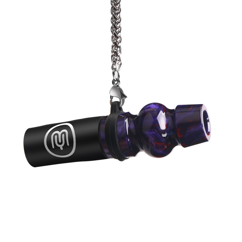 Resin HookahMouthpiece Personal Hygiene Mouth Tips with 304 Stainless Steel Chain and PU Leather Pouch