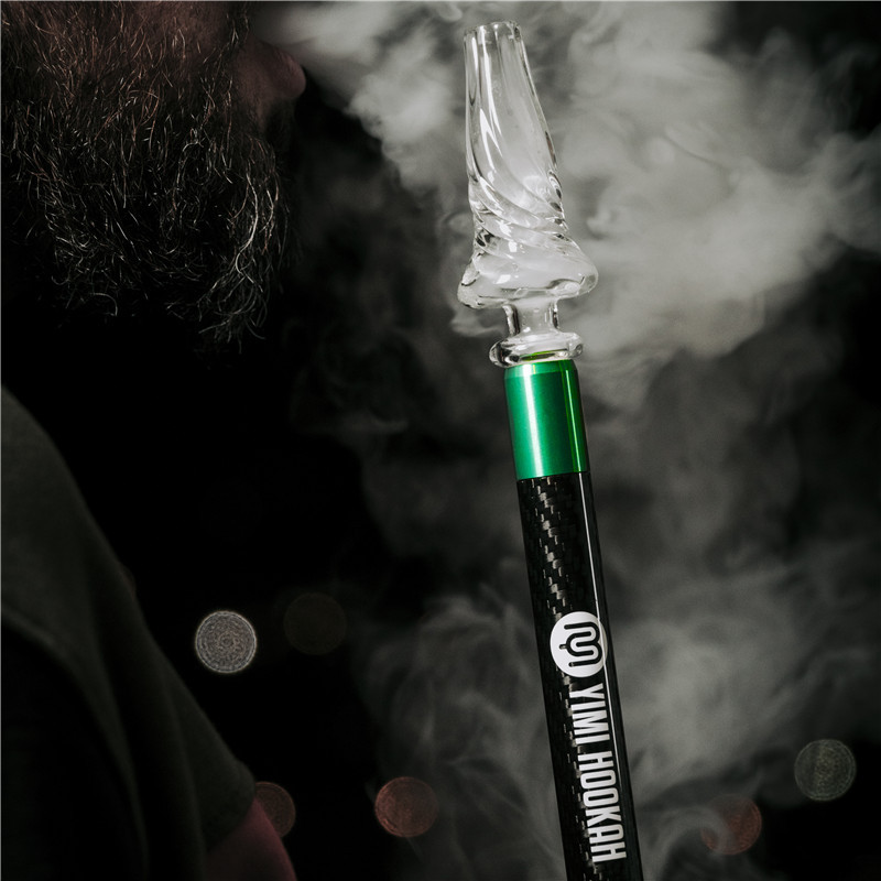 Yimi Hookah Carbon Fiber Aluminum Glass Head Hookah Mouthpiece