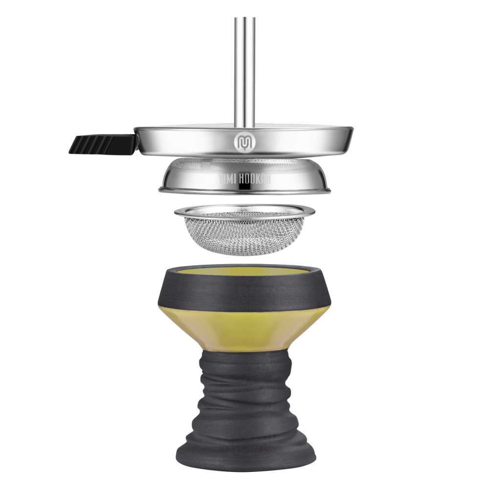 Yimi Hookah Premium Ceramic Hookah Bowl, Stainless Steel Bowl Screen, Hookah Chimney Charcoal Bowl Kit