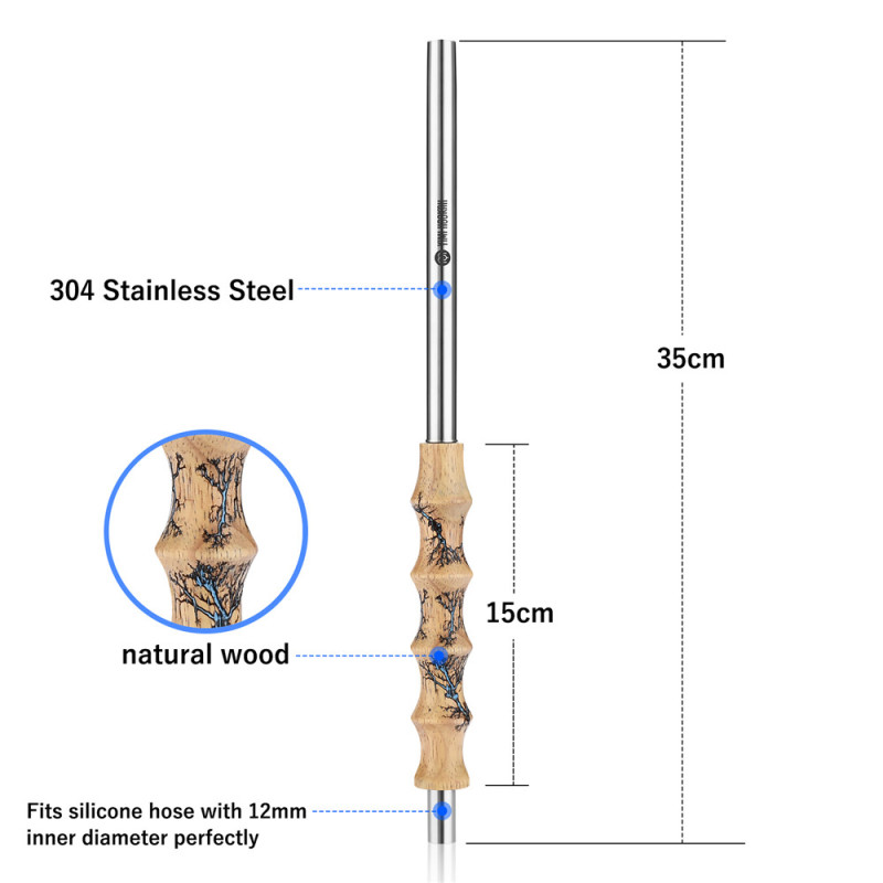 Yimi Hookah Thunder Shisha Mouthpiece Wooden Combine 304 Stainless Steel 35cm