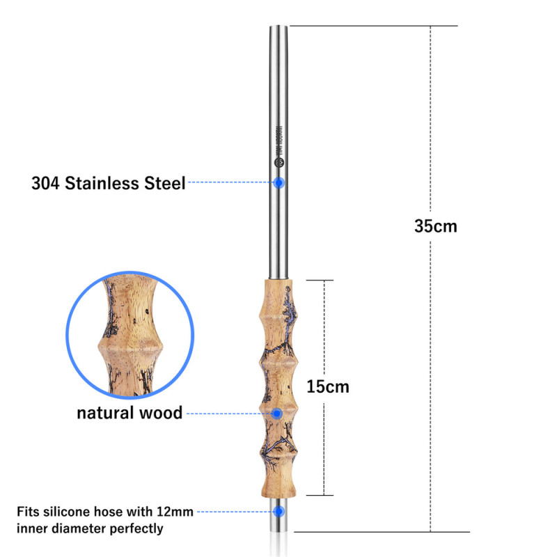 Yimi Hookah Thunder Shisha Mouthpiece Wooden Combine 304 Stainless Steel 35cm