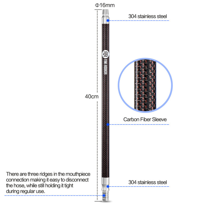 Yimi Hookah 304 Stainless Steel Carbon Fiber Tube Hookah Mouthpiece