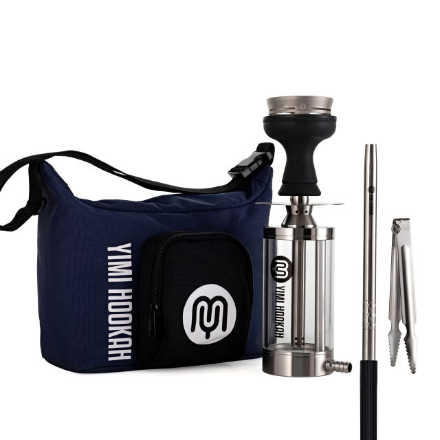 Yimi Hookah V2A Stainless Steel Shisha Complete Set Portable Traveling Hookah Set with All Hookah Accessories Travel Bag