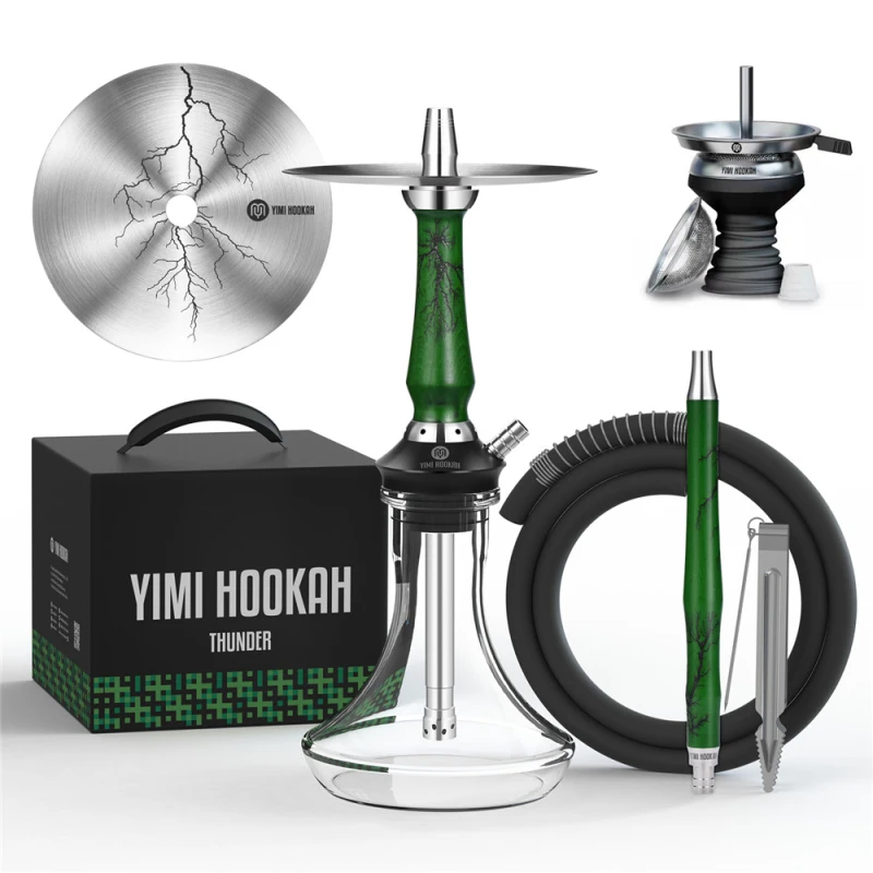 Yimi Hookah V2A Stainless Steel Hookah Set Wooden Hookah Include Hookah  Tray Shisha Charcoal Holder Shisha