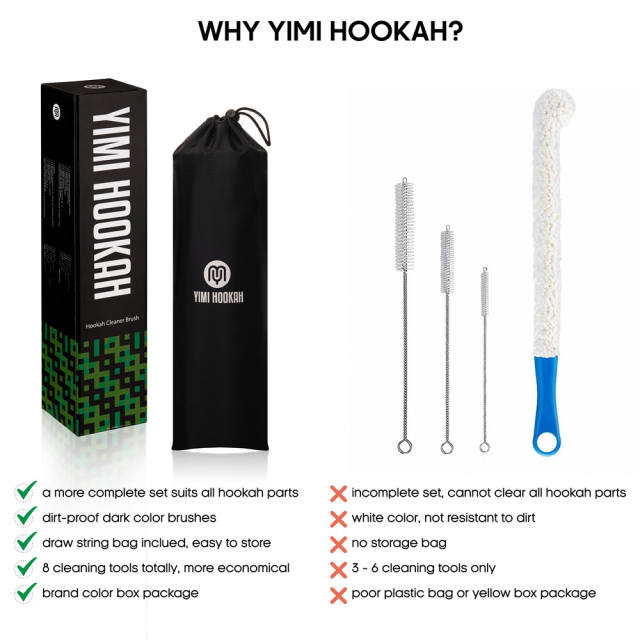 Yimi Hookah Cleaning Brush Kit 8 Tool in 1 with Storage Bag