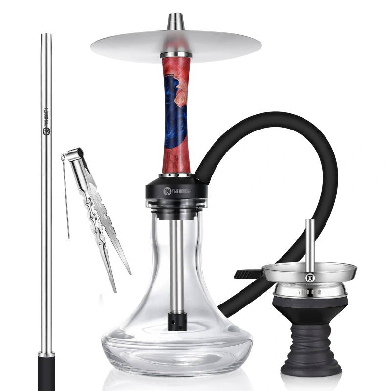 Yimi Hookah Wooden Shisha Set Stainless Steel Complete Set With all Hookah Accessories