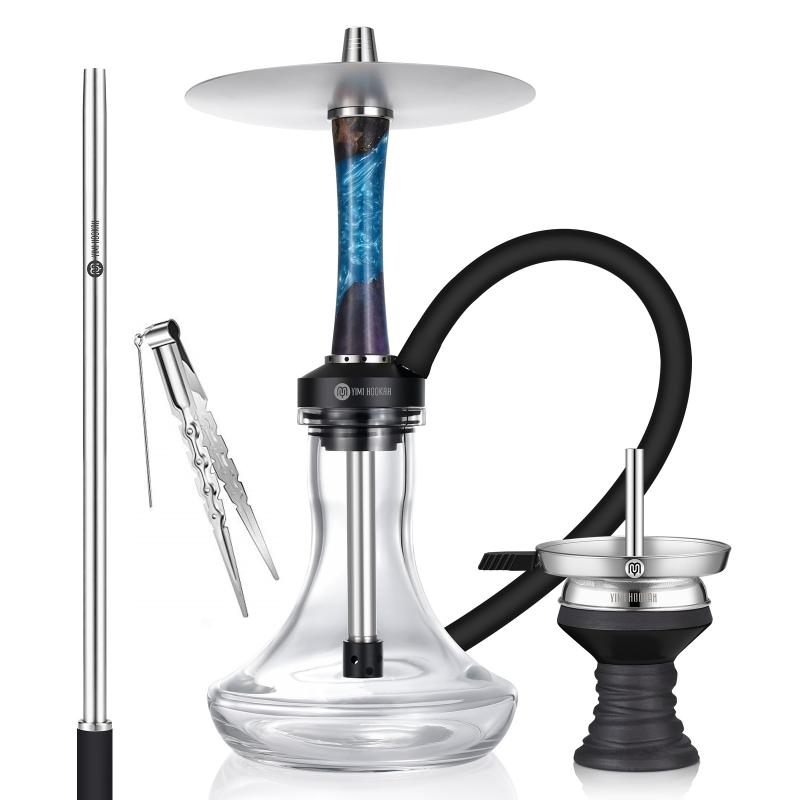 Yimi Hookah Wooden Shisha Set Stainless Steel Complete Set With all Hookah Accessories