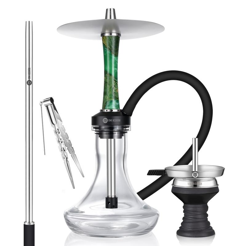 Yimi Hookah Wooden Shisha Set Stainless Steel Complete Set With all Hookah Accessories