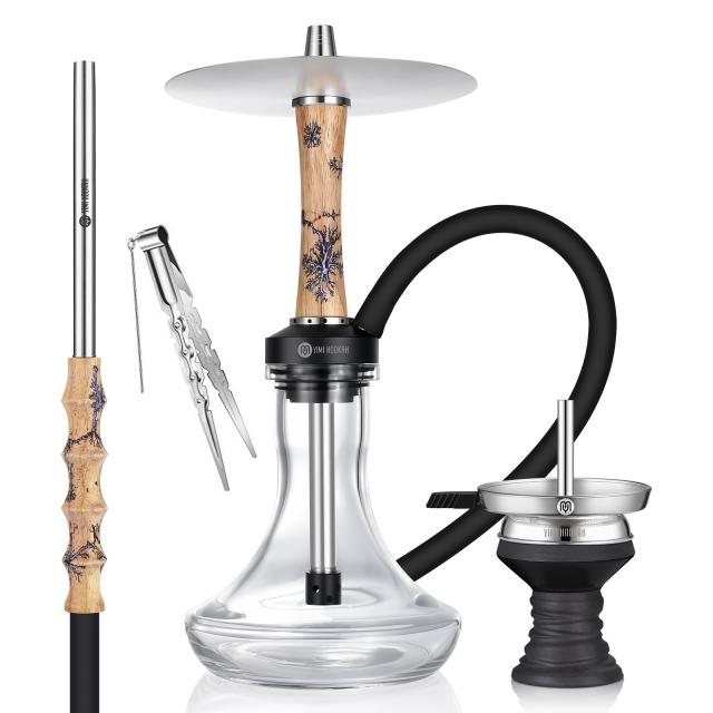 Yimi Hookah Wooden Shisha V2A Stainless Steel Hookah Set With Hookah Tong Ceramic Bowl Charcoal Holder