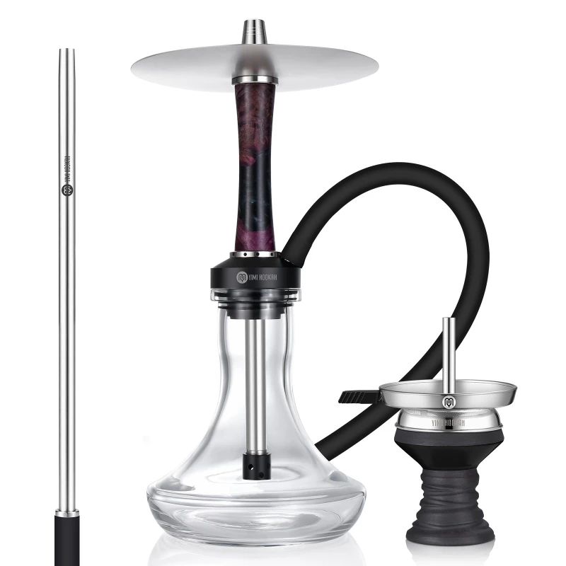 Yimi Hookah Wooden Shisha Set Stainless Steel Complete Set With 