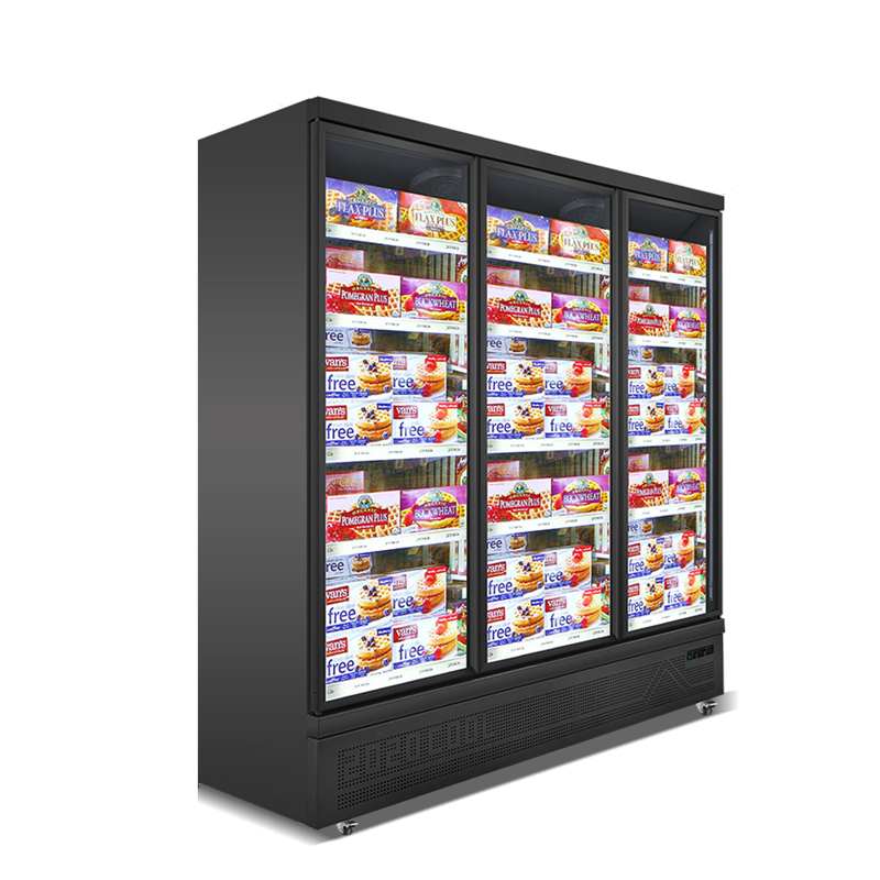 3 Doors Bottom Mounted Freezing Showcase-Black Commercial Vertical Display Ice Cream Freezer