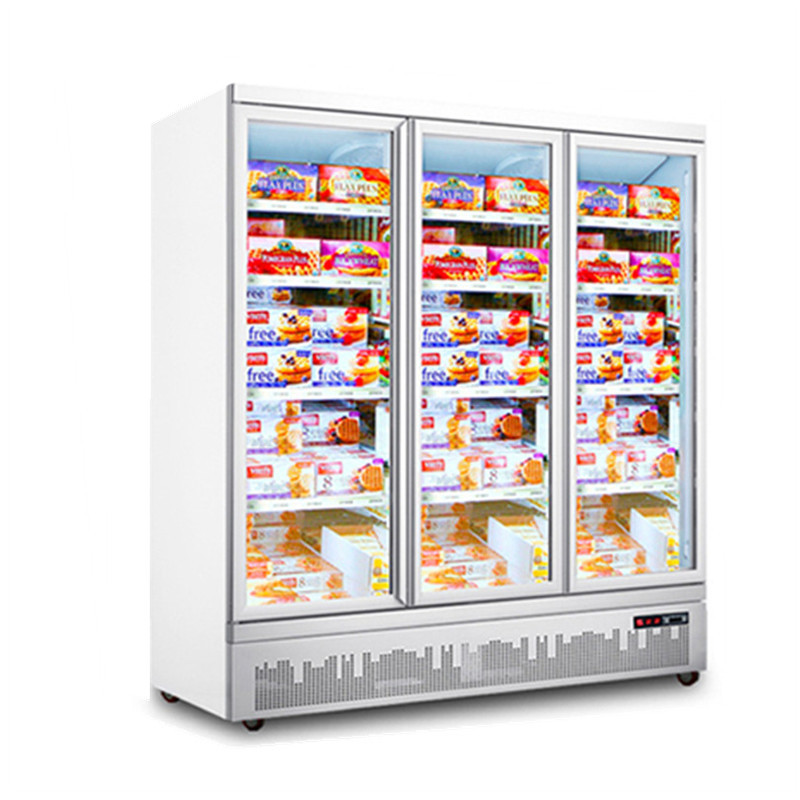 3 Doors Bottom Mounted Freezing Showcase-Black Commercial Vertical Display Ice Cream Freezer