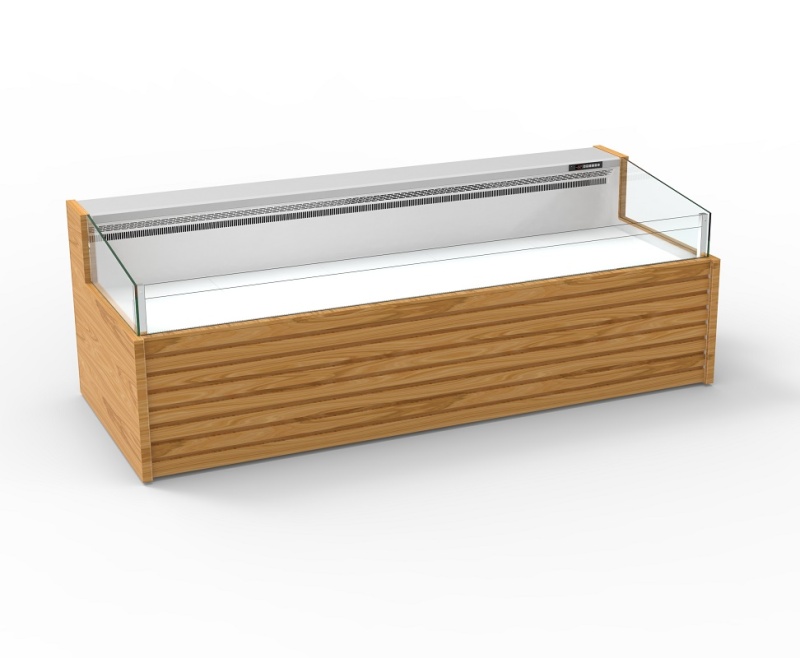 Horizontal Open Type Display Cooler Supermarket Butchery Fridge Glass Meat Chiller Display Showcase