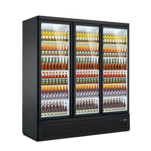 Supermarket Refrigerated Showcase Display Refrigerator Upright Glass Door Chiller