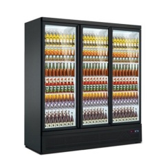 Supermarket Refrigerated Showcase Display Refrigerator Upright Glass Door Chiller