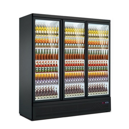 Supermarket Refrigerated Showcase Display Refrigerator Upright Glass Door Chiller