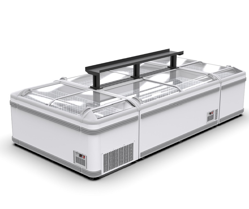 Large Capacity Sliding Glass Door Chest Island Freezer Commercial Deep Display Counter