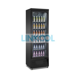 Upright Glass Door Beverage Cooler Refrigerator with Wheels Supermarket Cold Drink Display Chiller