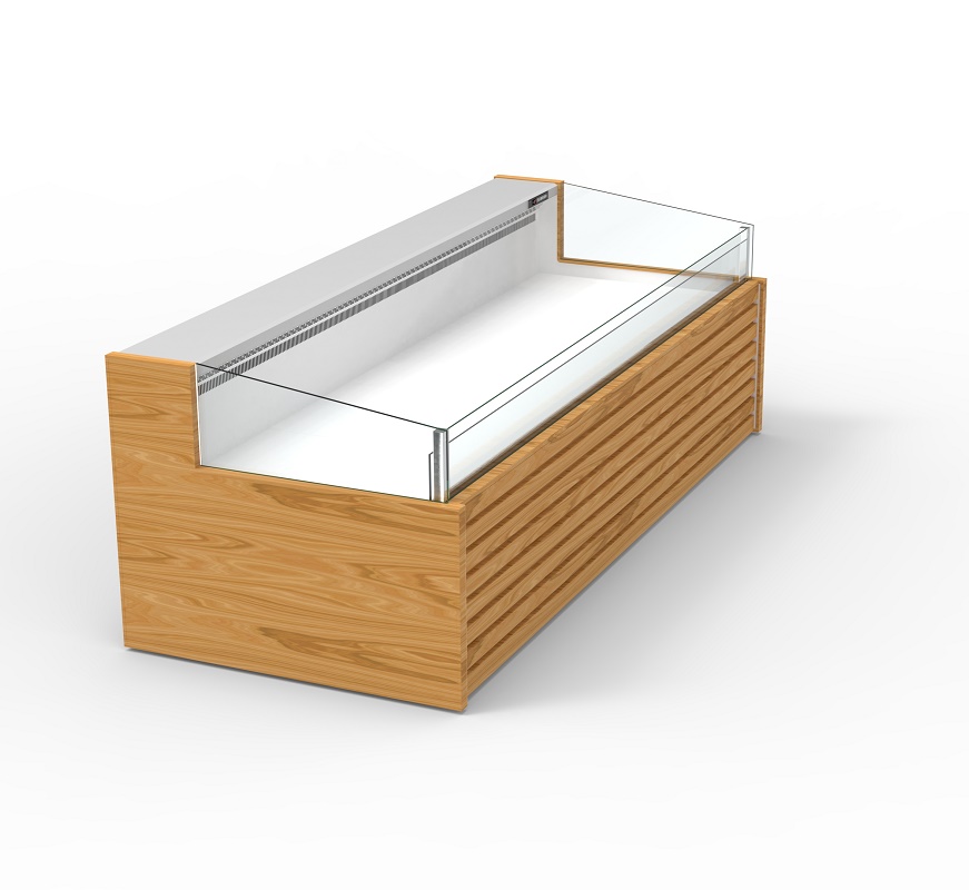Horizontal Open Type Display Cooler Supermarket Butchery Fridge Glass Meat Chiller Display Showcase