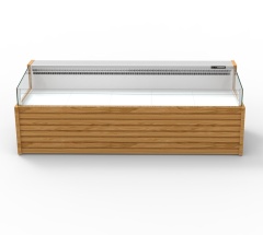 Horizontal Open Type Display Cooler Supermarket Butchery Fridge Glass Meat Chiller Display Showcase