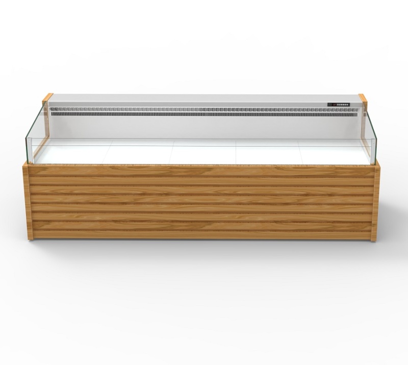 Horizontal Open Type Display Cooler Supermarket Butchery Fridge Glass Meat Chiller Display Showcase