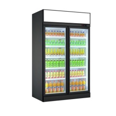 Beer Glass Showcase Beverage Cooler Commercial Double Glass Door Display Upright Refrigerator
