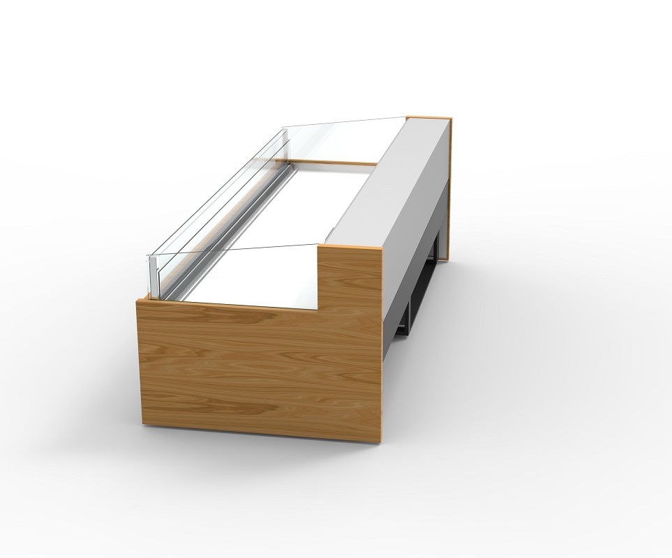 Horizontal Open Type Display Cooler Supermarket Butchery Fridge Glass Meat Chiller Display Showcase