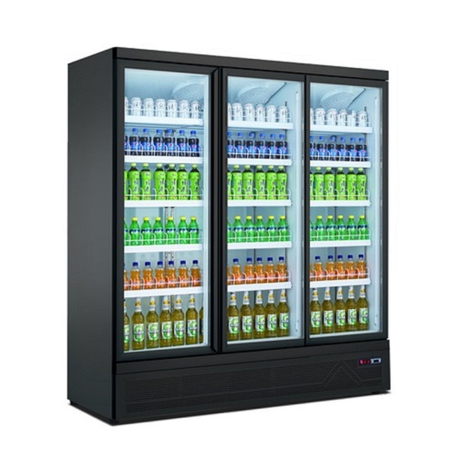 Supermarket Refrigerated Showcase Display Refrigerator Upright Glass Door Chiller