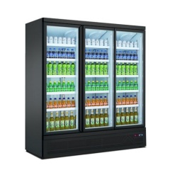 Supermarket Refrigerated Showcase Display Refrigerator Upright Glass Door Chiller