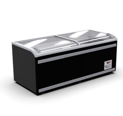 Large Capacity Sliding Glass Door Chest Island Freezer Commercial Deep Display Counter