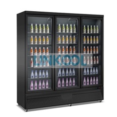 Supermarket Refrigerated Showcase Display Refrigerator Upright Glass Door Chiller