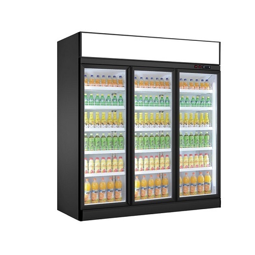 Glass door display stand vertical refrigerated display case for sale