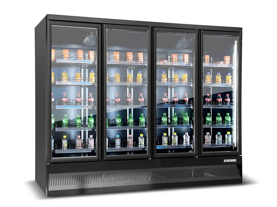 Upright 4 Glass Door Cooler Supermarket Bar Beer Refrigerator Commercial Fridge Display Showcase