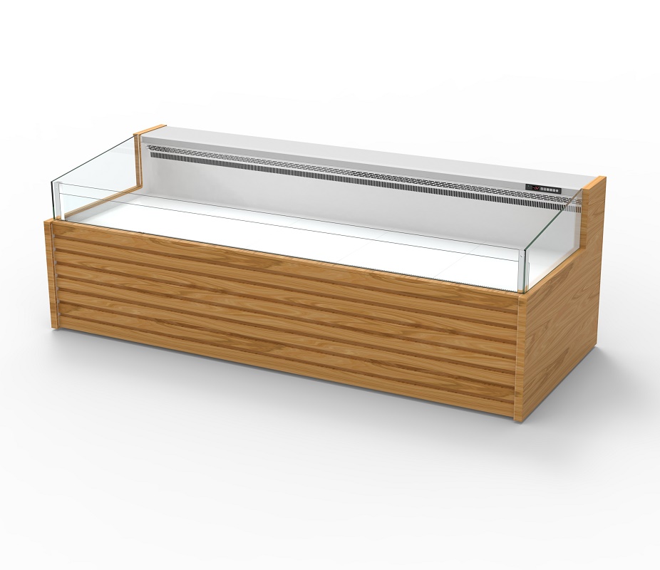 Horizontal Open Type Display Cooler Supermarket Butchery Fridge Glass Meat Chiller Display Showcase