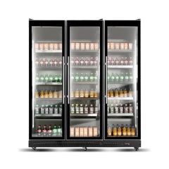 Bar Beer Can Cooler Display Freezer 3 Glass Doors Beverage Fridge Upright Refrigerated Chiller