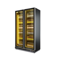 Beer Soft Drink Double Glass Fridges Upright Showcase Chiller Commercial Refrigeration Equipment