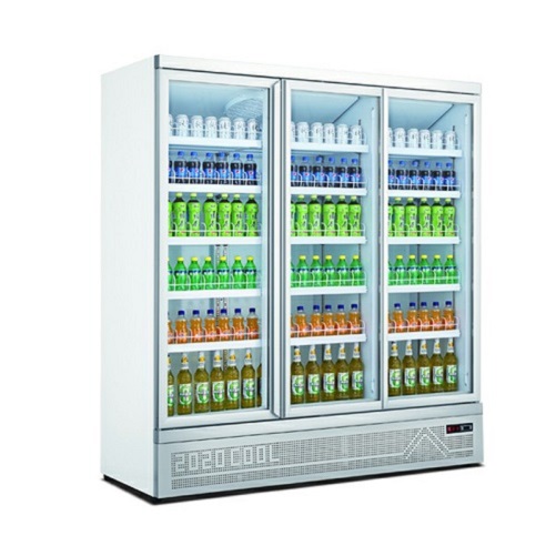 Supermarket Refrigerated Showcase Display Refrigerator Upright Glass Door Chiller