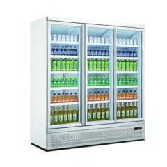 Supermarket Refrigerated Showcase Display Refrigerator Upright Glass Door Chiller
