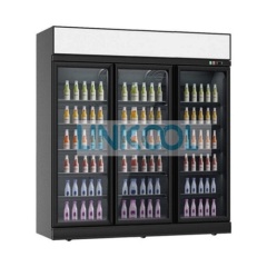 Glass door display stand vertical refrigerated display case for sale