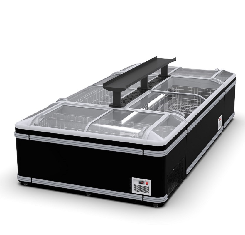 Large Capacity Sliding Glass Door Chest Island Freezer Commercial Deep Display Counter